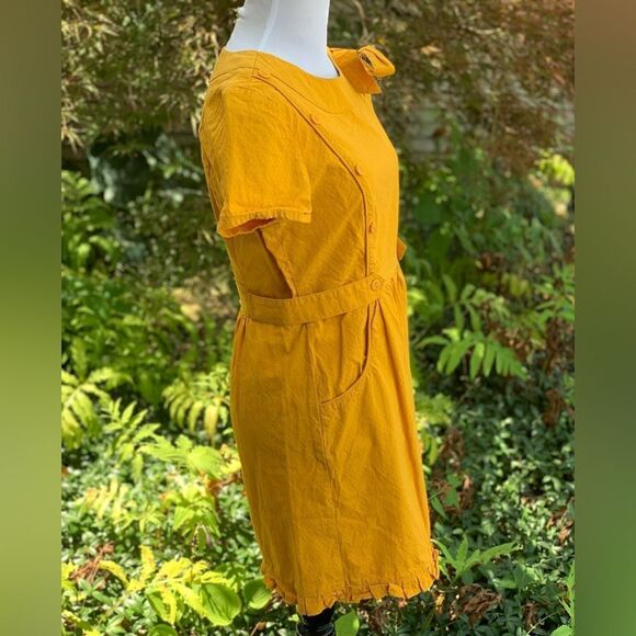 COPY - Anthropologie Tulle Yellow Mini Dress with Button and Bow Detail size S - Picture 3 of 5